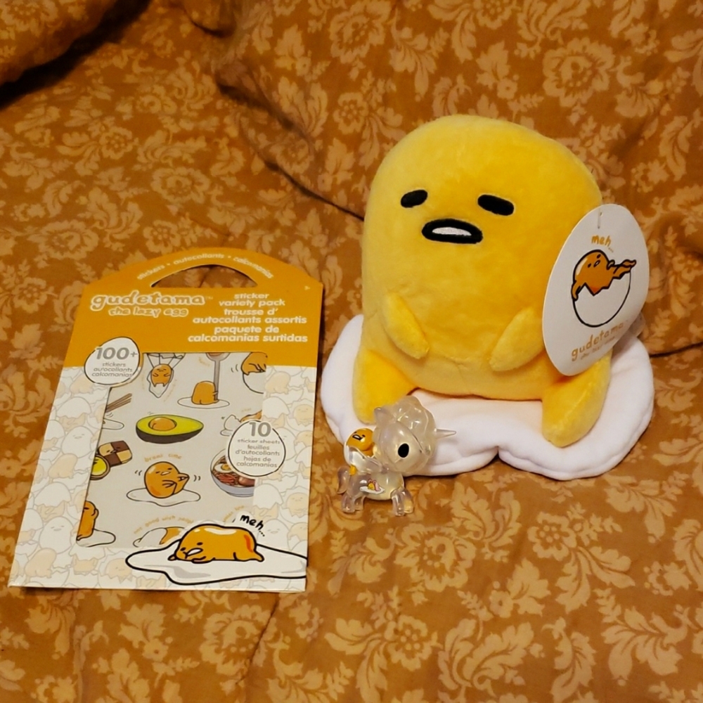 Gudetama Plush Toy and Sticker Pack